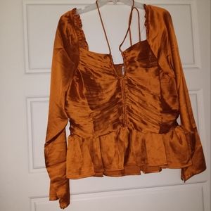 Truth long sleeve satin blouse plus size 1X